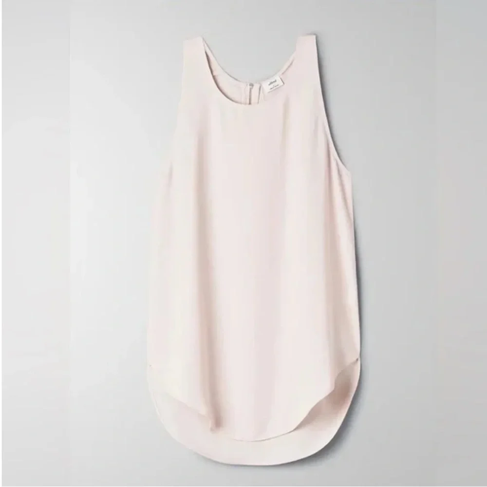 Aritzia Wilfred Sevres Sleeveless Blouse Tank Top Pink Rose Zip Back Size Large - Picture 6 of 12